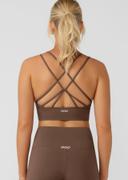 Lorna Jane Womens Lotus Longline Sports Bra Chocolate S