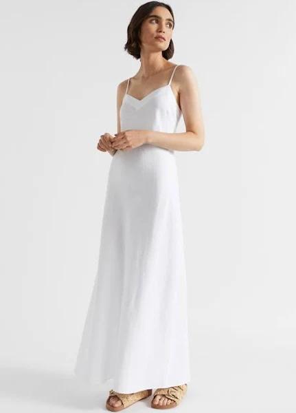 Seed Heritage Core Linen Slip Maxi Dress in Whisper White 10