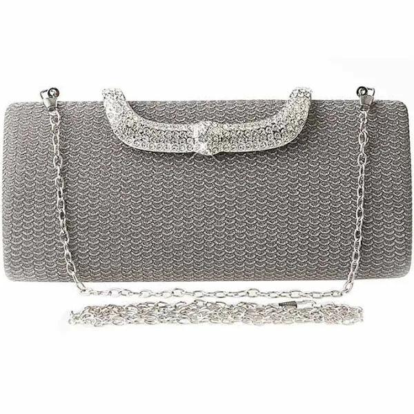 Strapsco Square Clutch Rhinestone Bag Design Fine Flash Evening for Women-Black