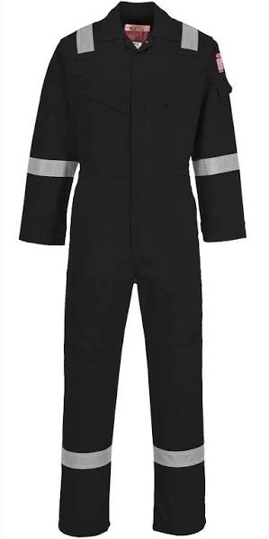 Portwest Flame Resistant Super Light Weight Anti-Static Coverall 210g - S - Black