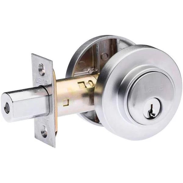 Lane Brushed Satin Chrome Slimline Round Single Cylinder Deadbolt