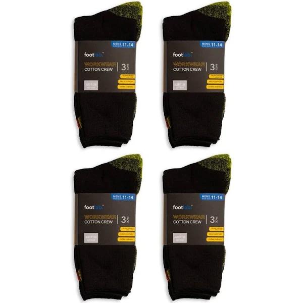 Footlab Workwear Crew Cotton Socks 12 Pack in Multi 11-14