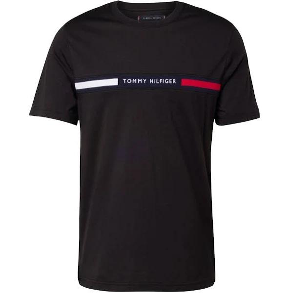 Crew Neck Logo Panel T-Shirt Black XS at Tommy Hilfiger