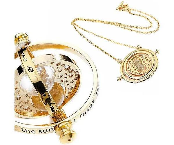 Harry Potter Gold Tone Hourglass Necklace Pendant Time Turner Hermione