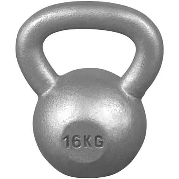 Gorilla Sports Cast Iron Kettlebell - Silver, 16kg