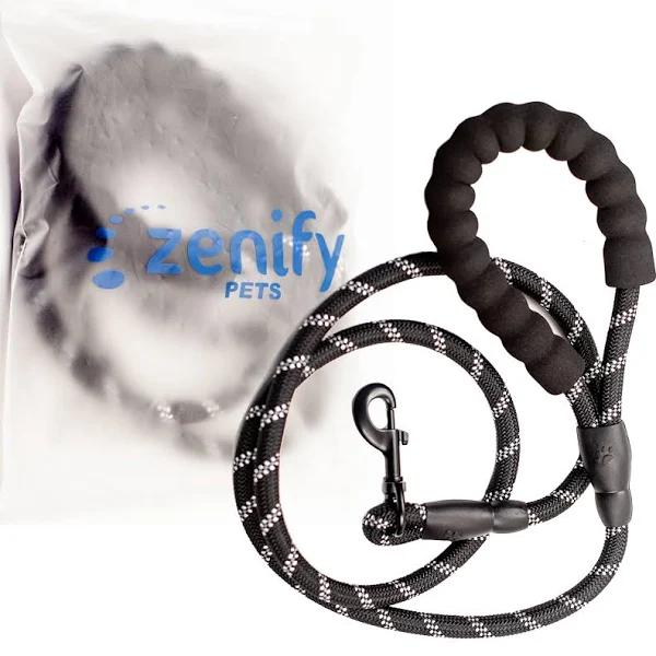 Zenify Pets Rope Dog Lead With Padded Handle - Black / 6ft