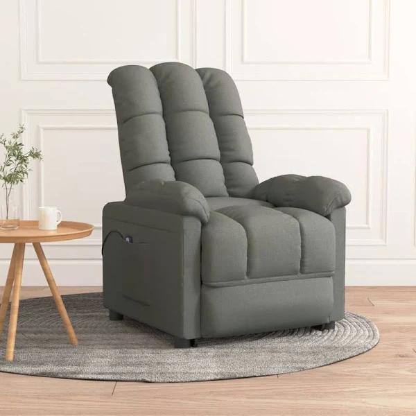 vidaXL Stand Up Recliner Chair Dark Grey Fabric