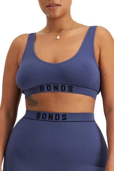 Bonds Retro Rib Deep V Crop in Baltica Size: 12