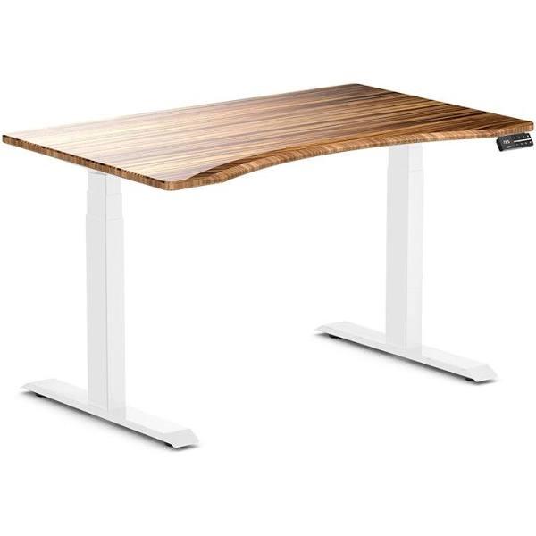 Desky Dual Ergo Edge Sit Stand Desk Tiger Bamboo / 1200x750mm / White