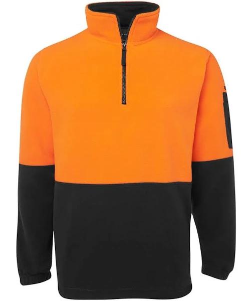 JB's Wear - Hi Vis 1/2 Zip Polar Fleece - 6HVPF-Orange / Black-S