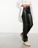 Rivere Island Straight Leg PU Pants in Black