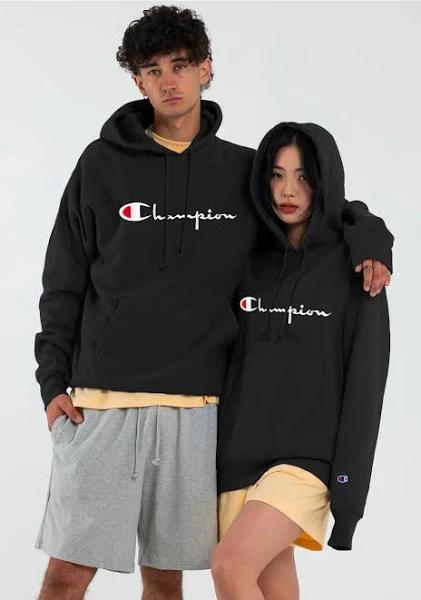 Champion Reverse Weave Script Hoodie - Black