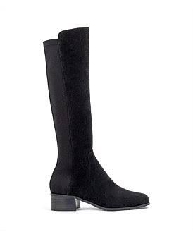 David Jones Edward Meller Vara40 Half and Half Knee High Boot in Black Suede, Size 35 EU