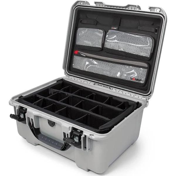 Nanuk 933 Case with Dividers and Lid Organizer Silver, Hard s, Watertight, 19x10x16", 18" 46 cm, 9" 23 cm, 13" 33 cm,