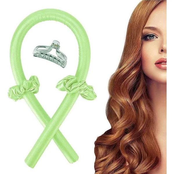 Catzons No Heating Curling Irons with Hair Rings Hairpin Lazy Sleep Curling Wand-Green