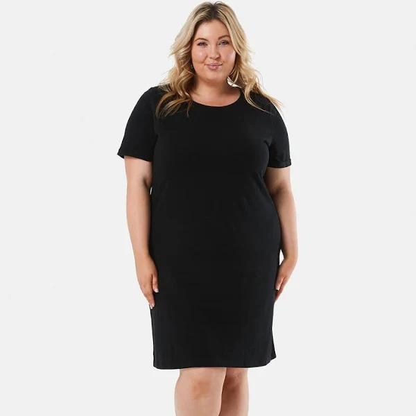 Kmart Curve Short Sleeve T-Shirt Dress-Black Size: 24