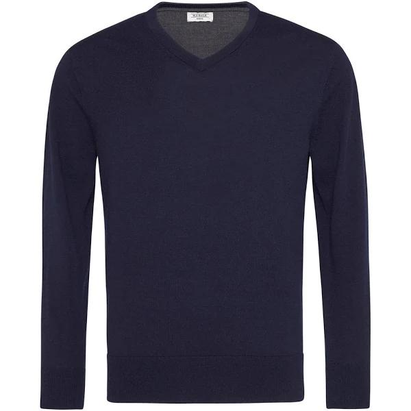 MJ Bale Buchanan Ashby Merino V-Neck Navy XS