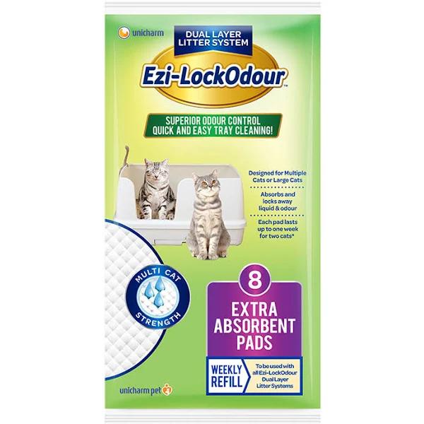 Ezi-Lockodour Extra Absorbent Cat Litter Pads Size 8 Pack