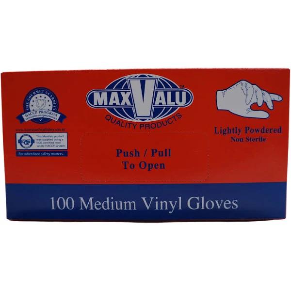 100pcs Premium Vinyl Disposable Gloves Clear Powdered Powder Free Medium / Large