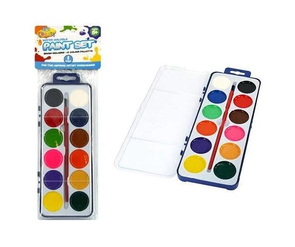 1pce Kids Painting Set w/ Brush 12 Colours Art & Craft Intro Hobby in Case