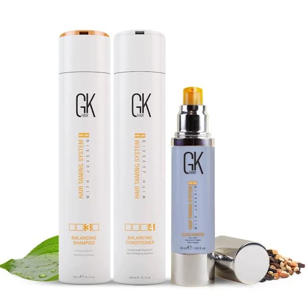 GK Hair GLOBAL Keratin Balancing Shampoo and Conditioner Sets (10.1 fl Oz/300ml) With Leave in Cashmere Smoothing and Styling Cream (1.69 fl Oz/50ml)