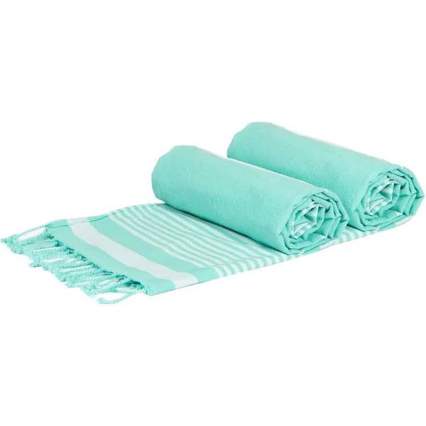 Deluxe Turkish Cotton Towels Set - Aqua - Pack of 2 - by Nicola Spring