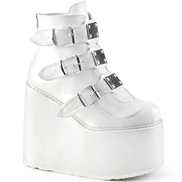 Demonia SWING-105 Women's Ankle Boots - White Vegan Leather, 7