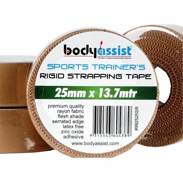 Bodyassist Sports Trainers Premium Rigid Strapping Tape 25mm (2 Rolls)