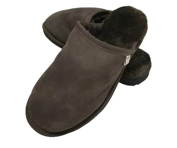 100% Australian Merino Sheepskin Scuffs Moccasins Slippers Winter Slip On UGG - Men's - Chocolate / 10