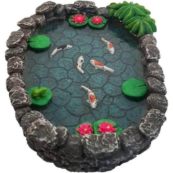 Koi Miniature Pond - Koi Pond For A Fairy Garden. A Miniature Pond For A Miniature Fairy Garden and Enchanted Garden Accessories by GlitZGlam