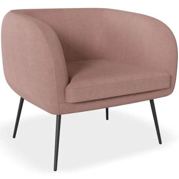 Amour Lounge Chair - Blush Pink - Brushed Matt Bronze Legs