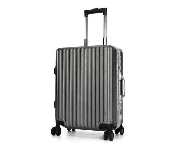 Swiss Aluminium Luggage Suitcase Lightweight With TSA Locker 8 Wheels 360 Degree Rolling Hardcase SN7619B-Sliver Grey