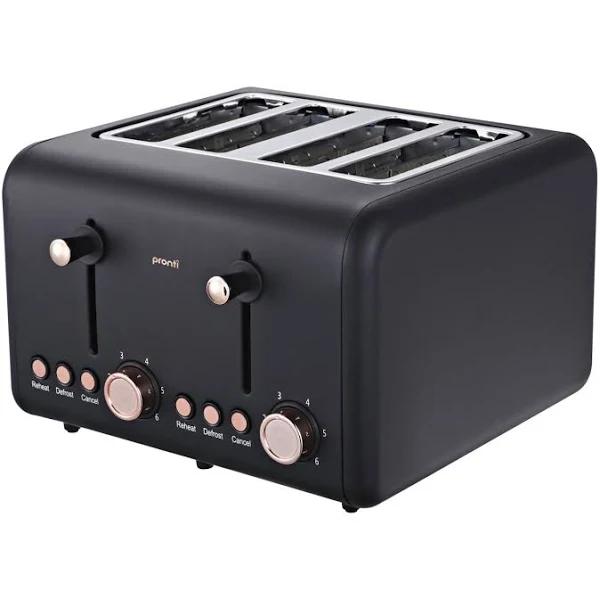 Pronti 4 Slice Toaster Rose Trim Collection - Black