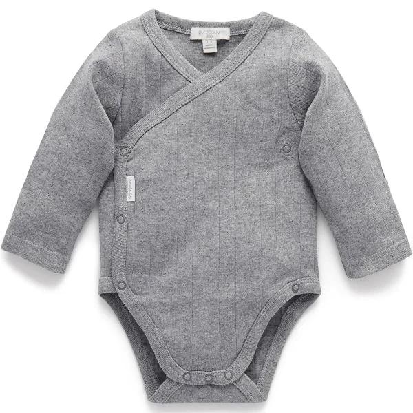 Purebaby Pointelle Long Sleeve Wrap Bodysuit