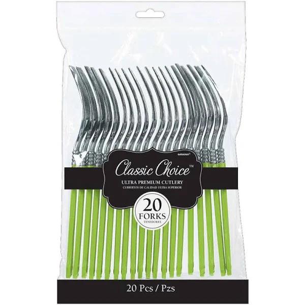 Premium Classic Choice 20 Pack Plastic Forks Kiwi