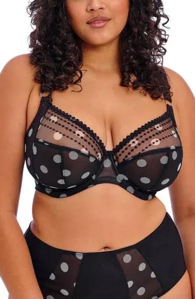 Elomi Matilda Underwired Plunge Bra - Black Dot - 16GG