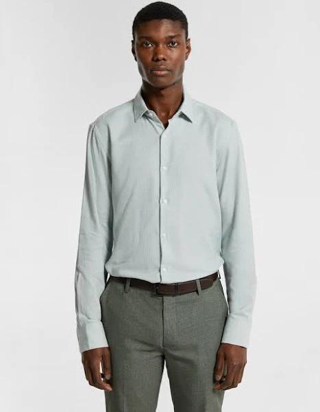 yd. Banksia Regular Fit Textured Dress Shirt in Green XL