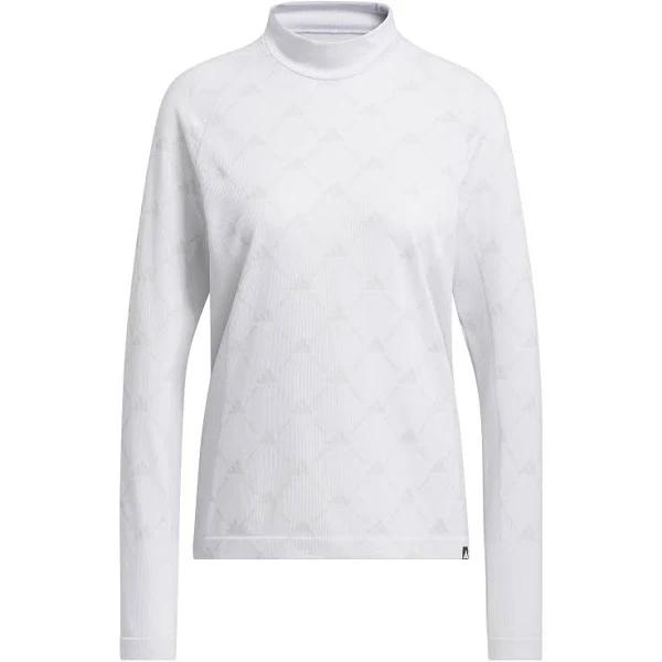 adidas-Ultimate365 Tour Monogram Mock Neck Tee-Women-White-L