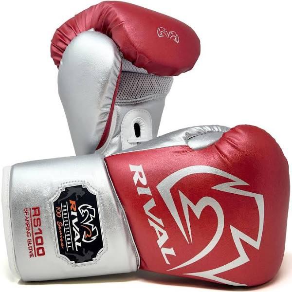 Rival RS100 Professional Sparring Gloves Red/Silver / 16oz