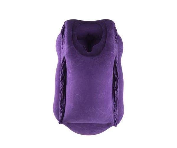 Inflatable Travel Pillow Portable Travelling Head Support Cushion - Purple - 55cm - AfterPay & zipPay Available