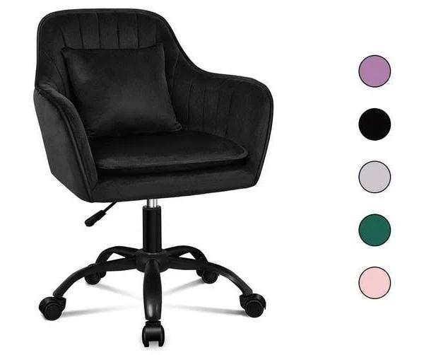 ALFORDSON Velvet Office Chair Fabric Armchair Computer Swivel Adult Kids Black