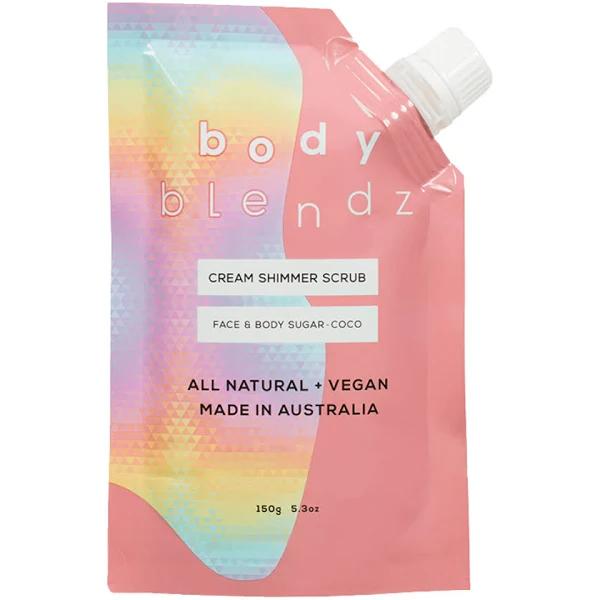 BodyBlendz Cream Shimmer Scrub Face & Body Sugar -Coco 150g