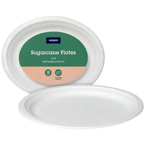 J.Burrows Sugarcane Oval Plates 316mm 480 Pack