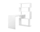 Home Office Computer Desk Corner Table w/ Hutch 4 Tier Bookshelf Storage L-shaped Rotating Table White