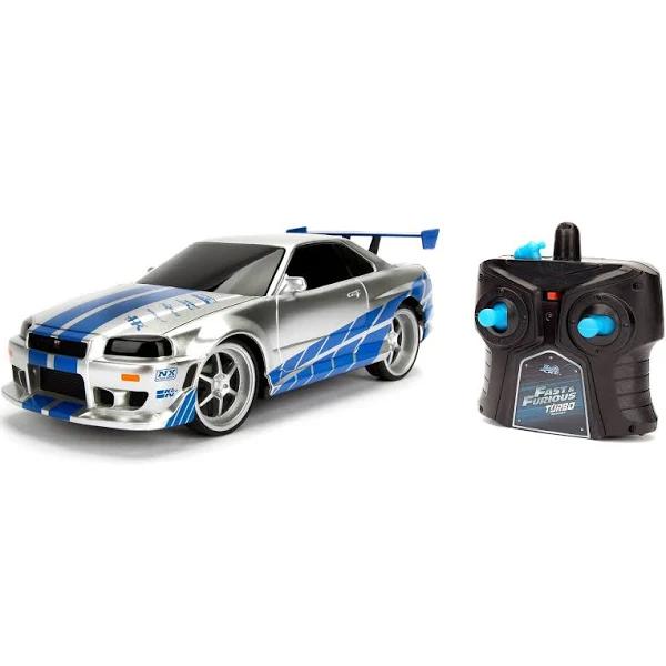 Jada Toys Fast & Furious 1:24 2002 Nissan GT-R R34 Remote Control Car Rc with 2.4GHz, Toys For Kids and Adults (99371)