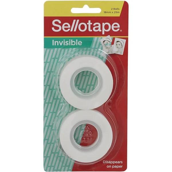 Sellotape 18mm x 25m Invisible Tape Roll 2 Pack