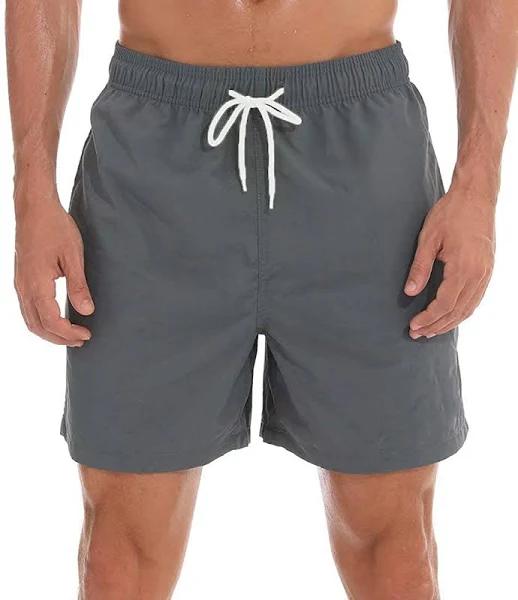 Tyhengta Men's Swim Trunks Quick Dry Beach Shorts With Zipper Pockets and Mesh Lining