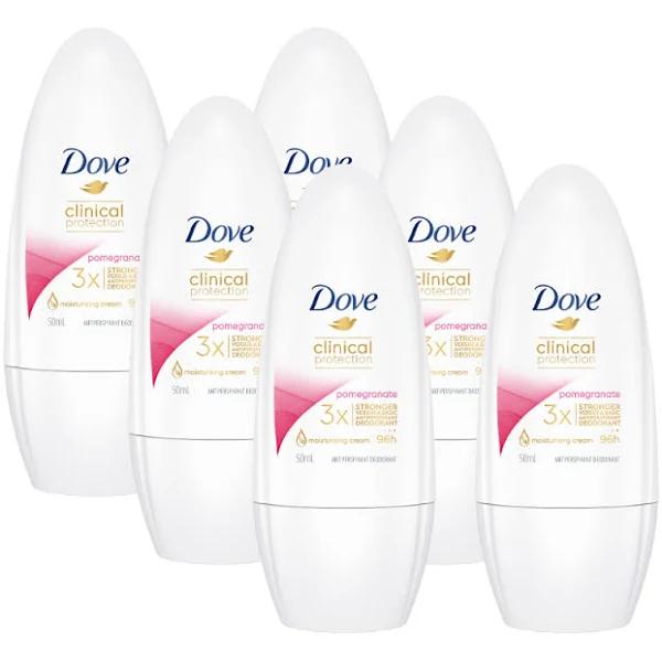 Dove Clinical Protection Antiperspirant Deodorant Roll On Pomegranate 50ml x 6