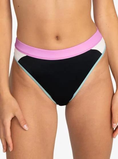 Roxy | Womens Roxy Active Mid Waist Bikini Bottoms - Black - Size XL at Official Roxy Store