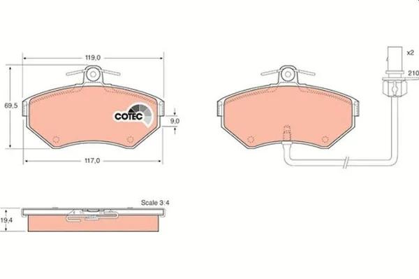 TRW Brake Pad Set With Sensor - GDB1366